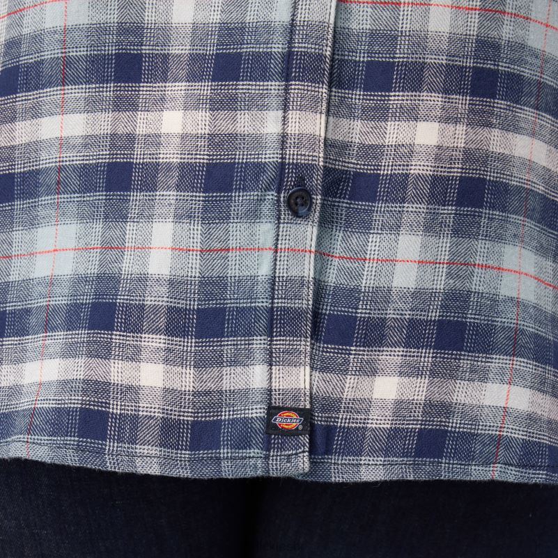 plus karirana flanelska košulja dugih rukava žene Dickies prozirno plavi/mornarski ombre karirani (c1f) 6BPL62208 odjeća