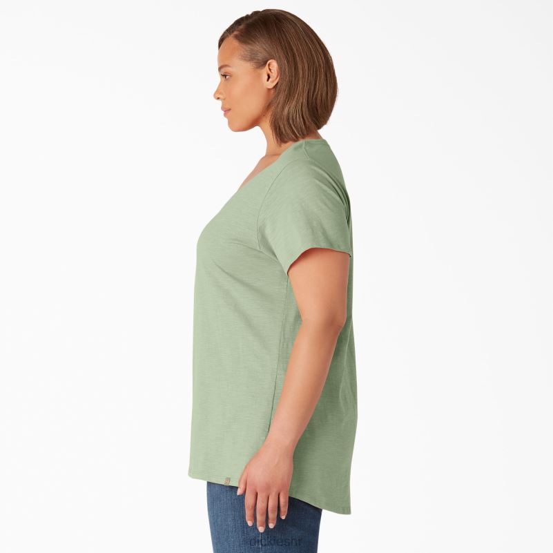 plus majica kratkih rukava s v-izrezom žene Dickies celadon zelena (c2g) 6BPL62034 odjeća