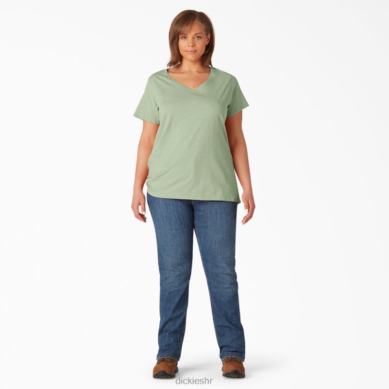 plus majica kratkih rukava s v-izrezom žene Dickies celadon zelena (c2g) 6BPL62034 odjeća