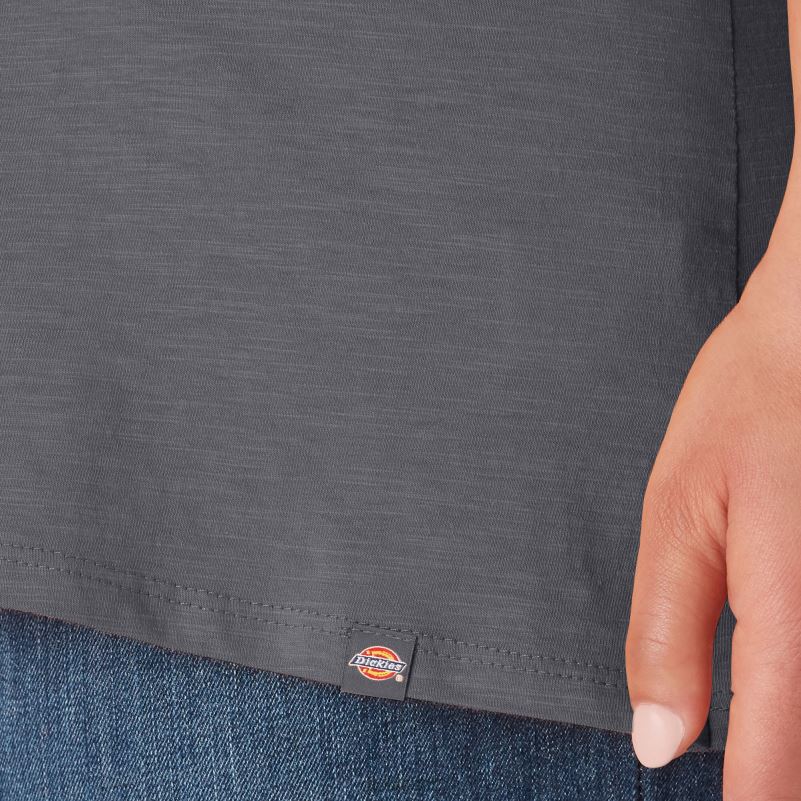 plus majica kratkih rukava s v-izrezom žene Dickies grafitno siva (ga) 6BPL62038 odjeća