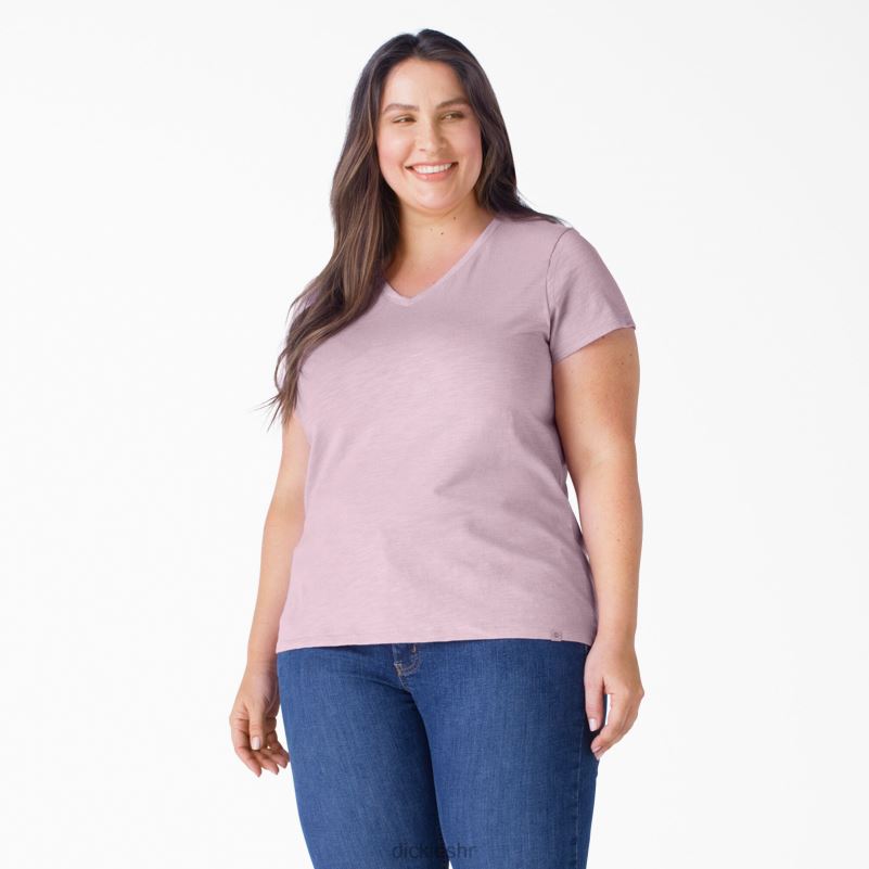 plus majica kratkih rukava s v-izrezom žene Dickies ljubičaste sjene (vs) 6BPL62041 odjeća