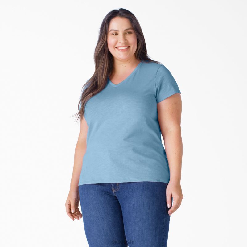 plus majica kratkih rukava s v-izrezom žene Dickies prašnjavo plava (dl) 6BPL62035 odjeća