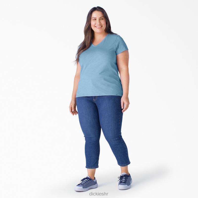 plus majica kratkih rukava s v-izrezom žene Dickies prašnjavo plava (dl) 6BPL62035 odjeća