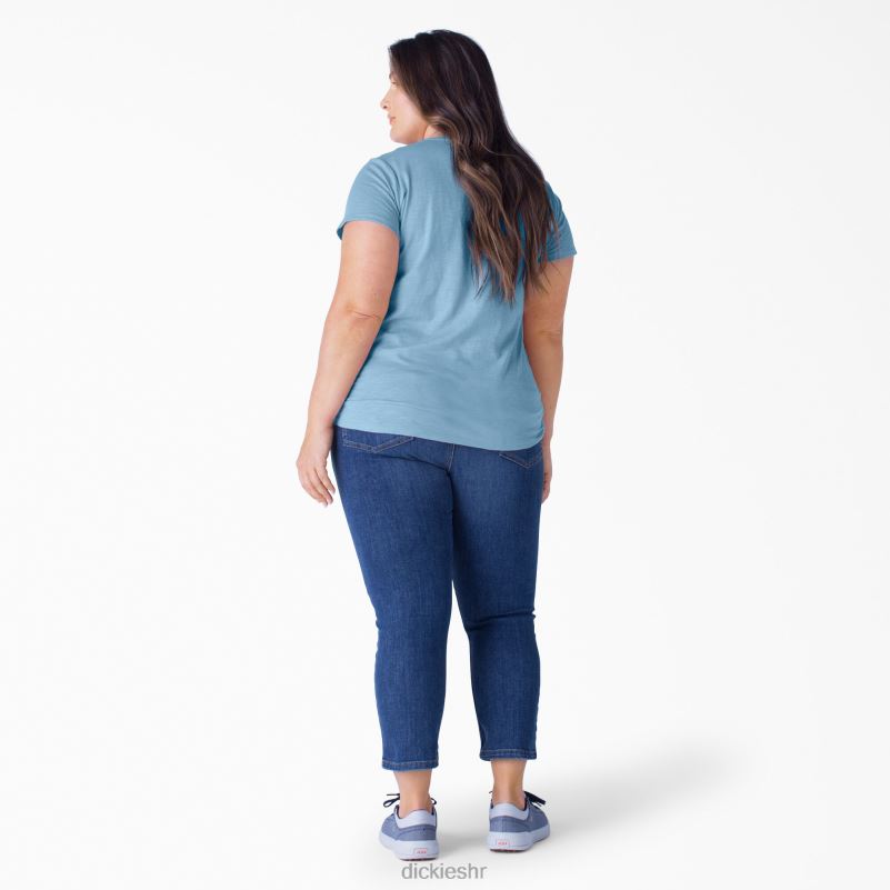 plus majica kratkih rukava s v-izrezom žene Dickies prašnjavo plava (dl) 6BPL62035 odjeća