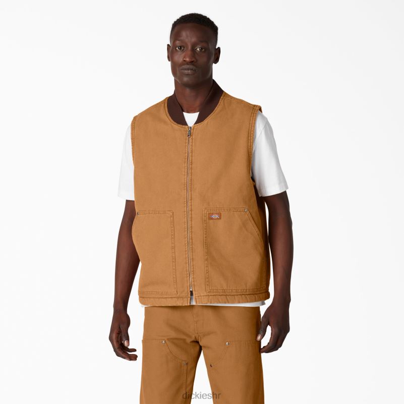 stonewashed duck prsluk od flisa s visokom hrpom muškarci Dickies oprana smeđa patka (sbd) 6BPL61032 odjeća