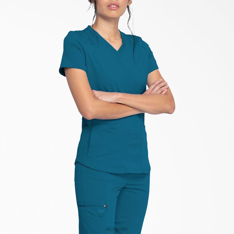 Balance top s v-izrezom i džepom na patentni zatvarač žene Dickies karipsko plava (crb) 6BPL62475 odjeća