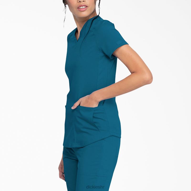 Balance top s v-izrezom i džepom na patentni zatvarač žene Dickies karipsko plava (crb) 6BPL62475 odjeća