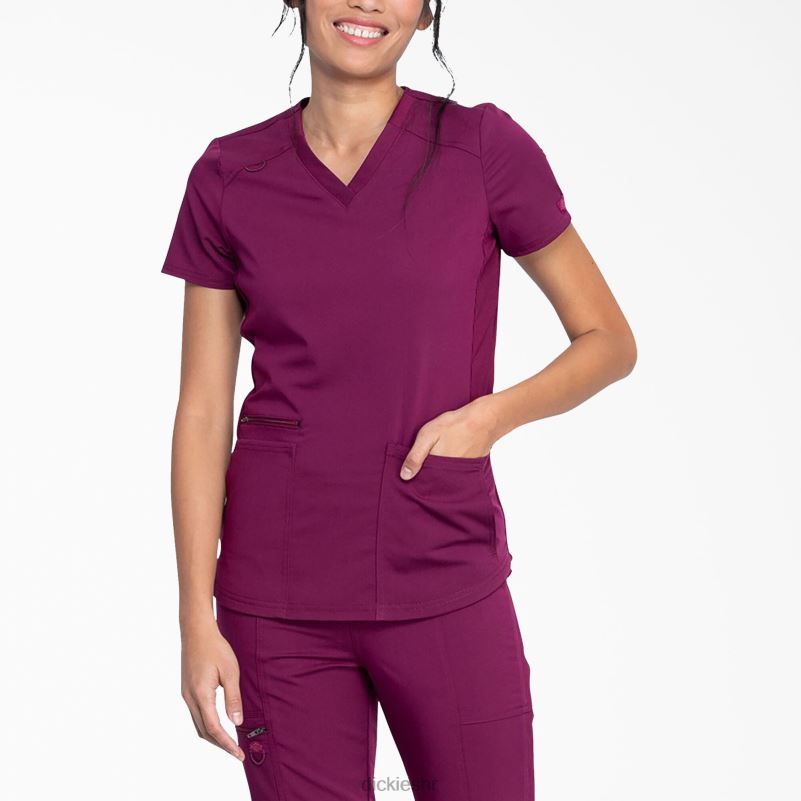 Balance top s v-izrezom i džepom na patentni zatvarač žene Dickies vino (pobjeda) 6BPL62481 odjeća