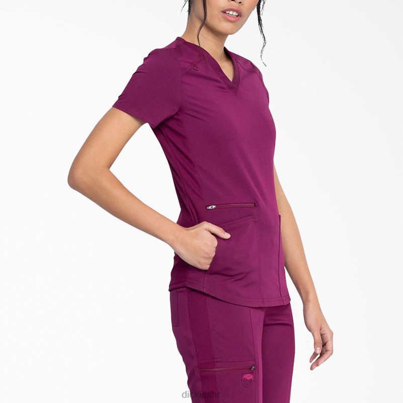 Balance top s v-izrezom i džepom na patentni zatvarač žene Dickies vino (pobjeda) 6BPL62481 odjeća