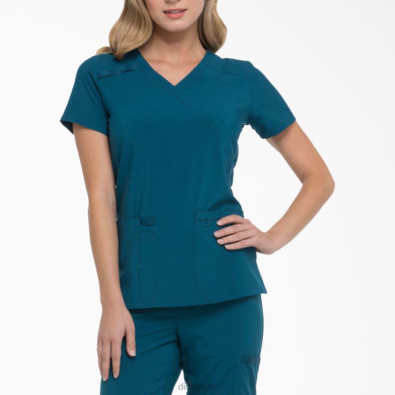 eds Essentials mock wrap scrub top žene Dickies karipsko plava (crb) 6BPL62635 odjeća