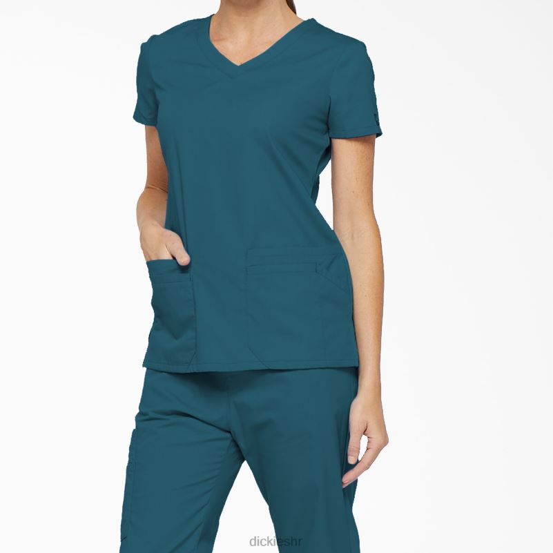 eds prepoznatljivi gornji dio s v-izrezom i utorom za olovku žene Dickies karipsko plava (crb) 6BPL62409 odjeća