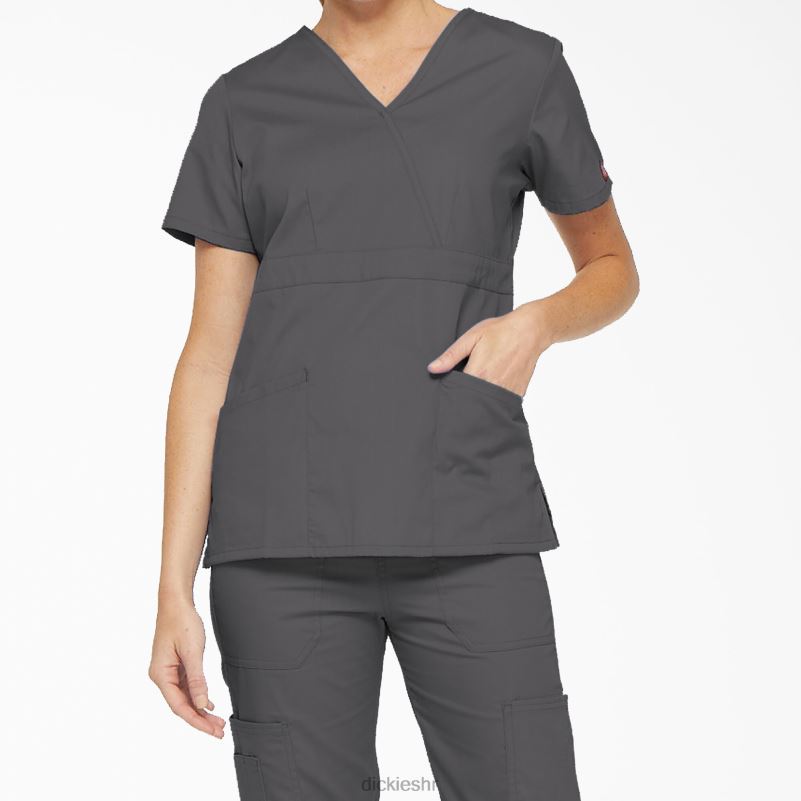 eds signature mock wrap scrub top žene Dickies kositar siva (klupa) 6BPL62623 odjeća