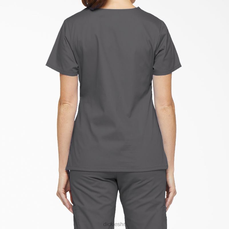 eds signature mock wrap scrub top žene Dickies kositar siva (klupa) 6BPL62623 odjeća