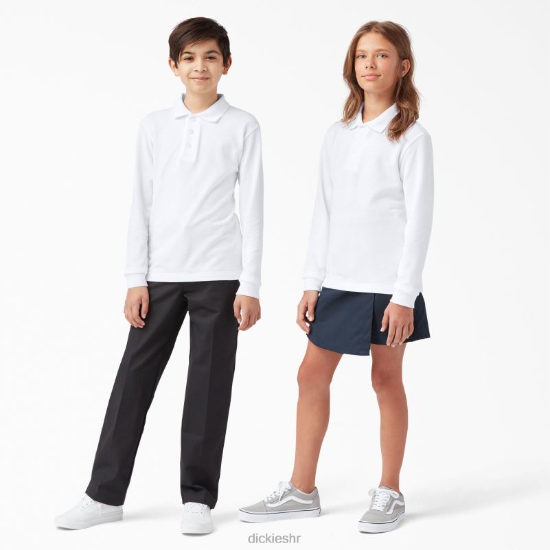 pique polo dugih rukava djeca Dickies bijelo (wh) 6BPL62699 odjeća