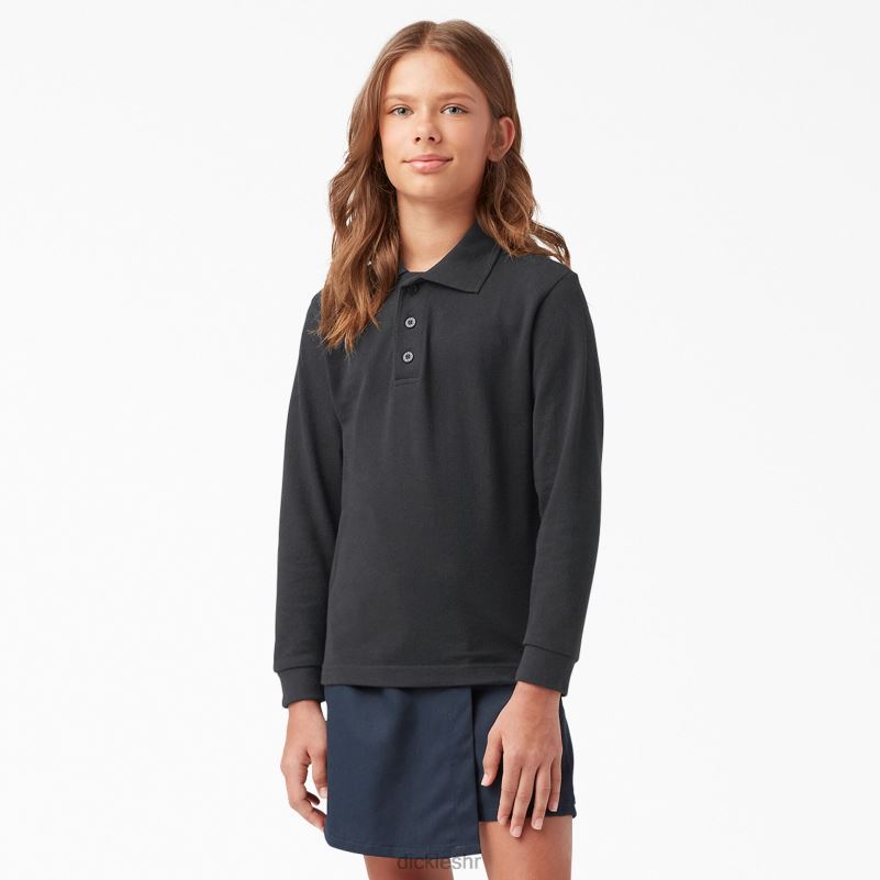 pique polo dugih rukava djeca Dickies crna (kbk) 6BPL62697 odjeća