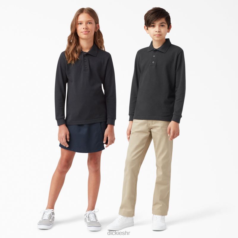 pique polo dugih rukava djeca Dickies crna (kbk) 6BPL62697 odjeća