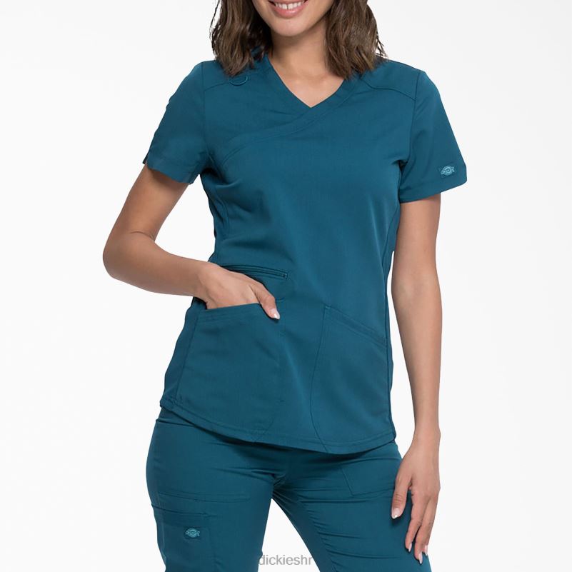ravnoteža mock wrap scrub top žene Dickies karipsko plava (crb) 6BPL62538 odjeća