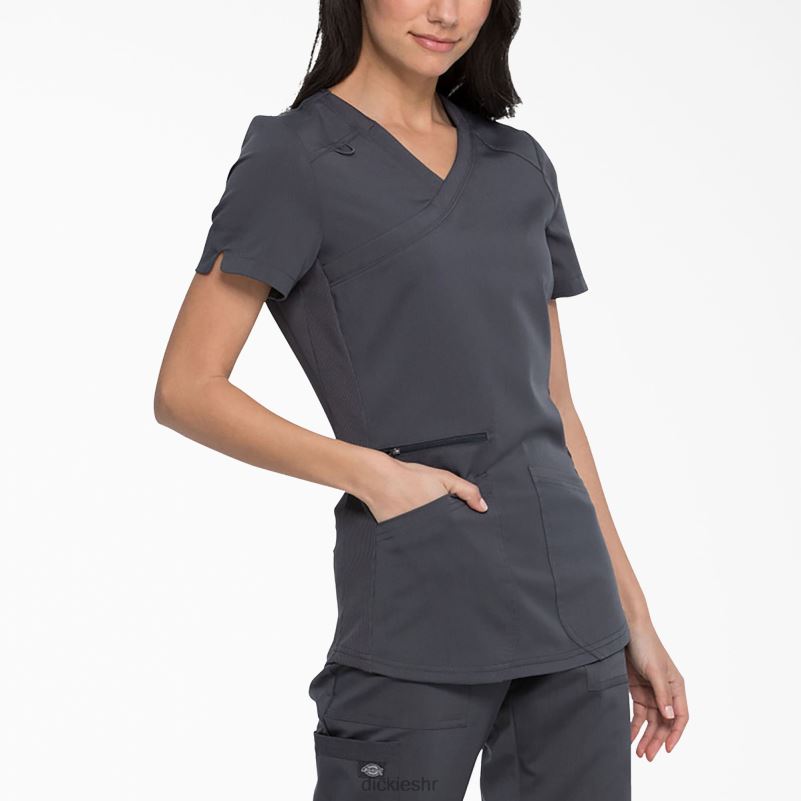 ravnoteža mock wrap scrub top žene Dickies kositar siva (klupa) 6BPL62541 odjeća
