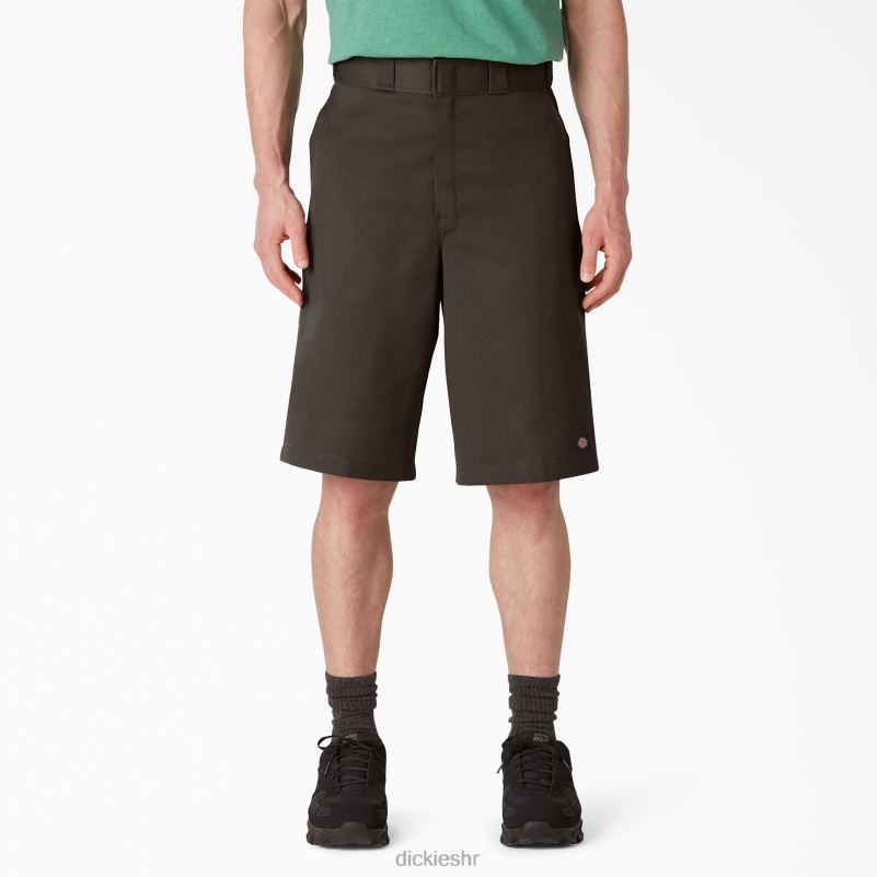 široke kratke radne hlače s ravnim prednjim dijelom 13" muškarci Dickies tamno smeđa (db) 6BPL6343 radna odjeća