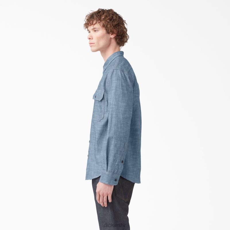 Radna košulja dugih rukava iz 1922 muškarci Dickies isprani plavi chambray (rblc) 6BPL6917 radna odjeća