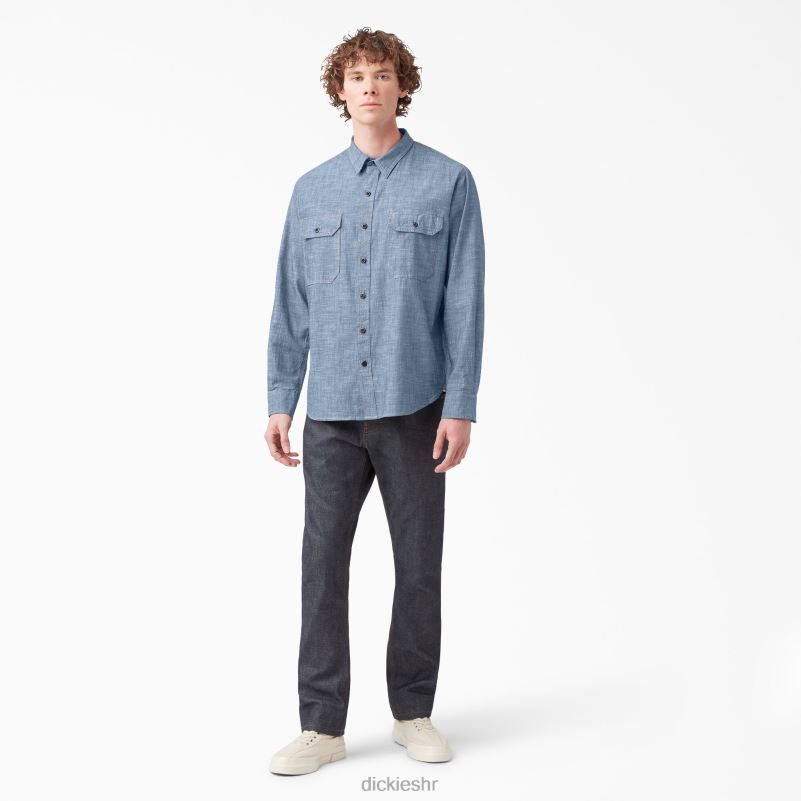 Radna košulja dugih rukava iz 1922 muškarci Dickies isprani plavi chambray (rblc) 6BPL6917 radna odjeća
