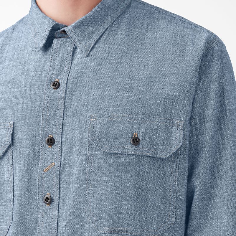 Radna košulja dugih rukava iz 1922 muškarci Dickies isprani plavi chambray (rblc) 6BPL6917 radna odjeća