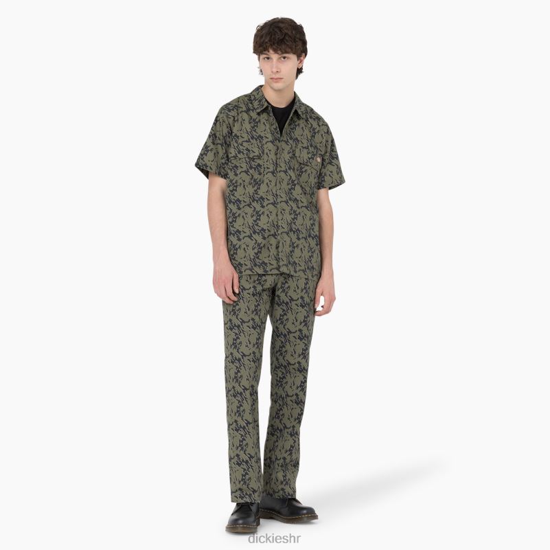drewsey kamuflažna radna košulja kratkih rukava muškarci Dickies vojnički zeleni glitch camo (mpe) 6BPL6922 radna odjeća