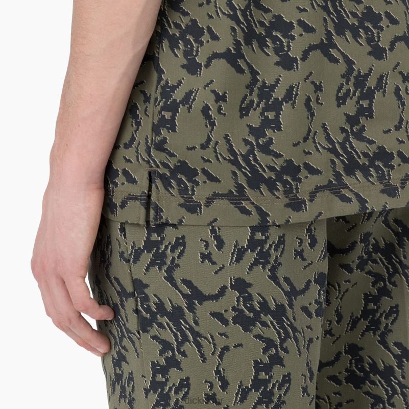drewsey kamuflažna radna košulja kratkih rukava muškarci Dickies vojnički zeleni glitch camo (mpe) 6BPL6922 radna odjeća