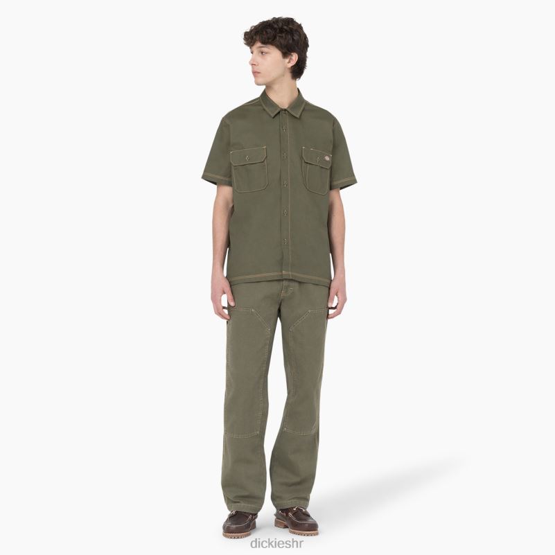 madras radna košulja kratkih rukava muškarci Dickies vojnički zeleni/nugget bod (mgn) 6BPL6761 radna odjeća