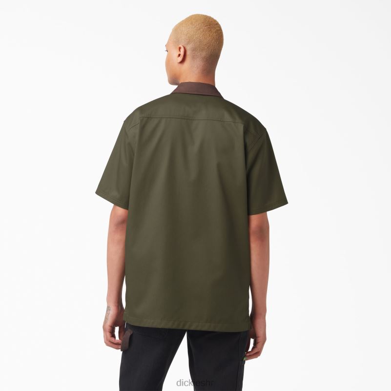 vincent alvarez radna košulja s blok ovratnikom muškarci Dickies vojno zelena (ml) 6BPL6758 radna odjeća