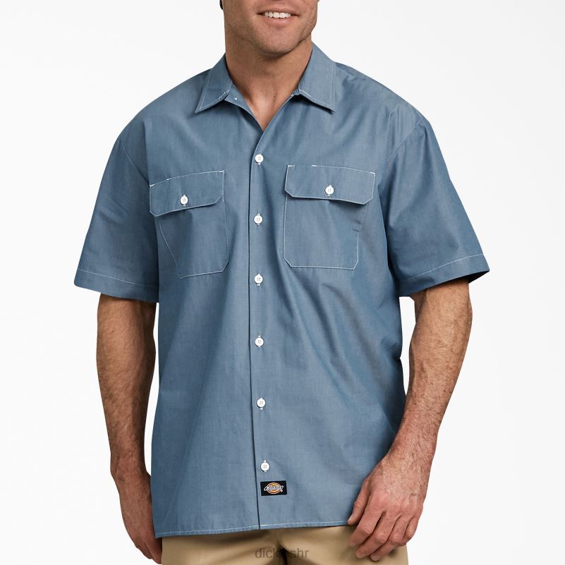 chambray košulja opuštenog kroja kratkih rukava muškarci Dickies plavi chambray (bu) 6BPL6725 radna odjeća