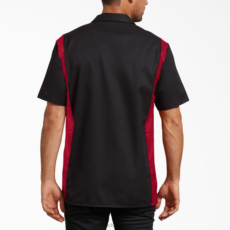dvobojna radna košulja kratkih rukava muškarci Dickies crno crveni ton (bker) 6BPL6658 radna odjeća