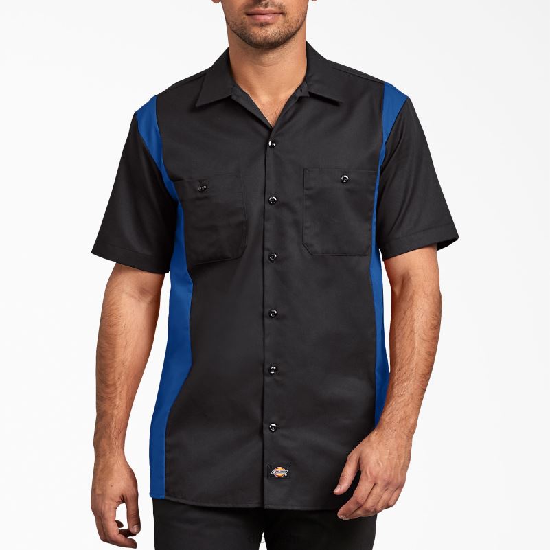 dvobojna radna košulja kratkih rukava muškarci Dickies crno plavi ton (bkrb) 6BPL6659 radna odjeća