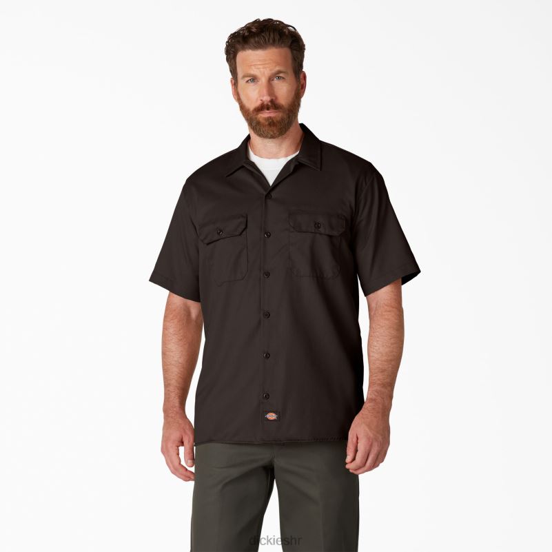 radna majica kratkih rukava muškarci Dickies tamno smeđa (db) 6BPL6488 radna odjeća