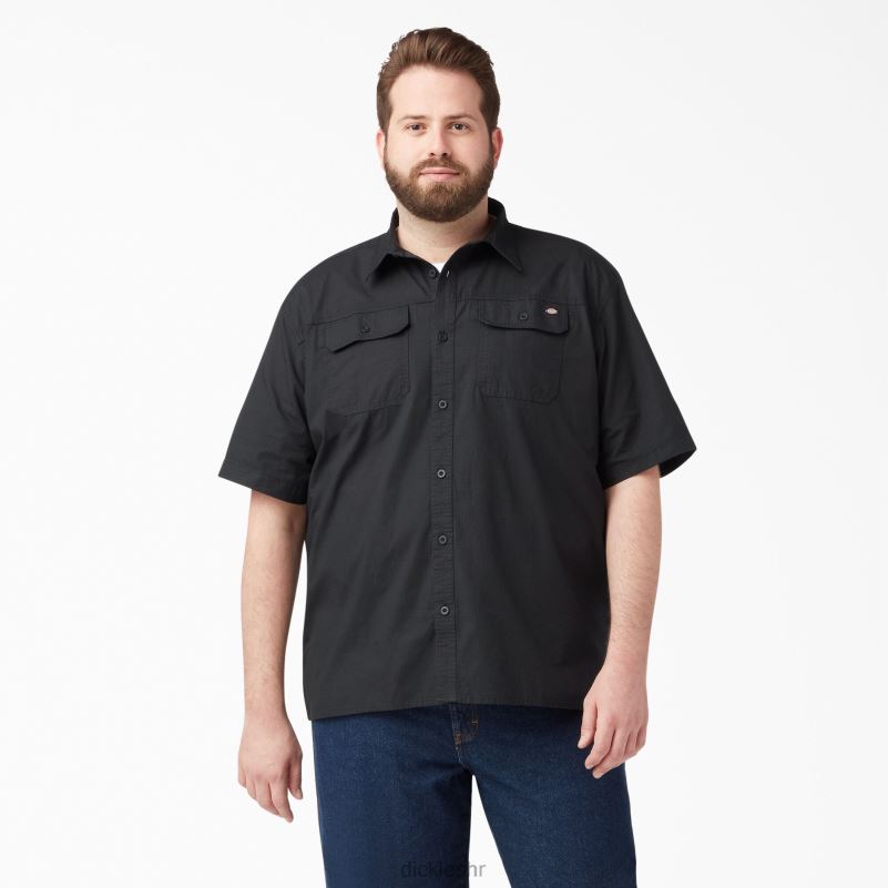 ripstop radna košulja kratkih rukava muškarci Dickies isprano crno (rbk) 6BPL6644 radna odjeća