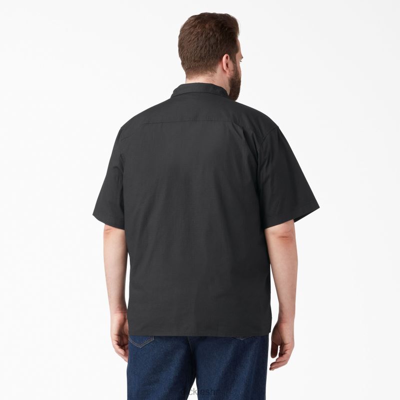 ripstop radna košulja kratkih rukava muškarci Dickies isprano crno (rbk) 6BPL6644 radna odjeća