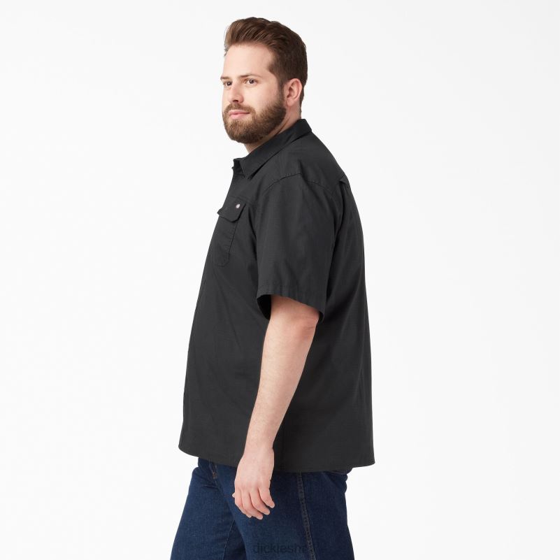 ripstop radna košulja kratkih rukava muškarci Dickies isprano crno (rbk) 6BPL6644 radna odjeća