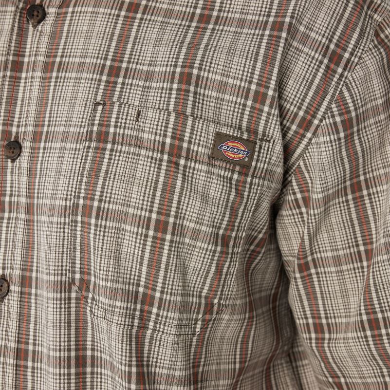 tkana košulja kratkih rukava muškarci Dickies prerijski pled od mahovine (c1g) 6BPL6626 radna odjeća