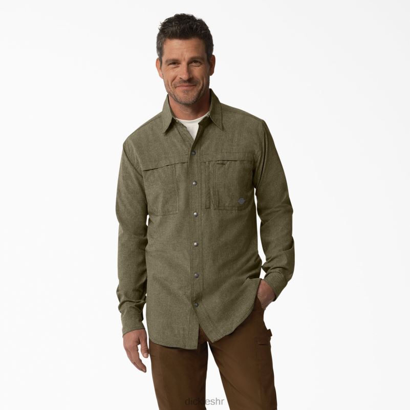 cool radna majica dugih rukava muškarci Dickies vojnički zeleni vrijesak (mld) 6BPL6681 radna odjeća