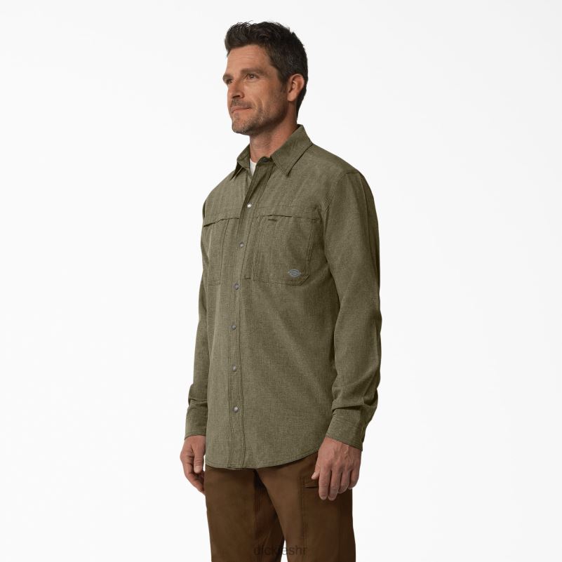 cool radna majica dugih rukava muškarci Dickies vojnički zeleni vrijesak (mld) 6BPL6681 radna odjeća