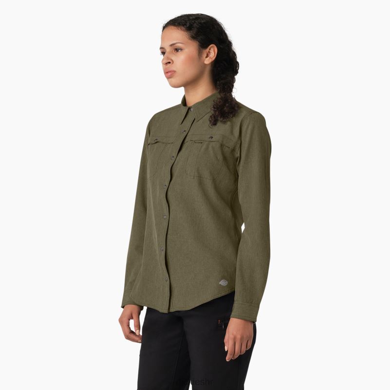 cooling roll-tab radna košulja žene Dickies vojnički zeleni vrijesak (mld) 6BPL61677 radna odjeća