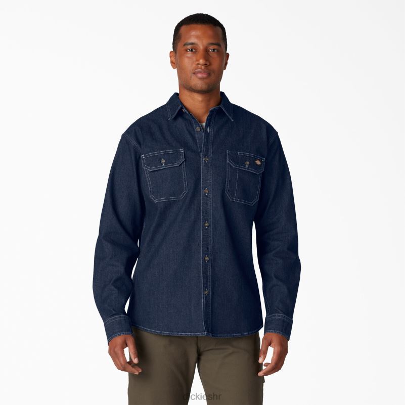 flex denim majica dugih rukava muškarci Dickies prani tamni traper (dw2) 6BPL6727 radna odjeća