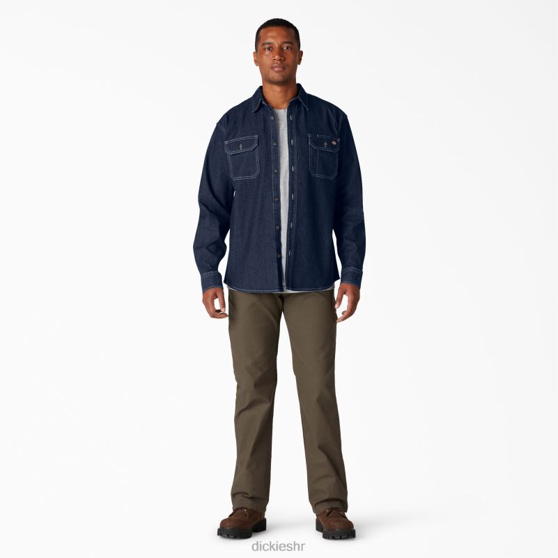 flex denim majica dugih rukava muškarci Dickies prani tamni traper (dw2) 6BPL6727 radna odjeća