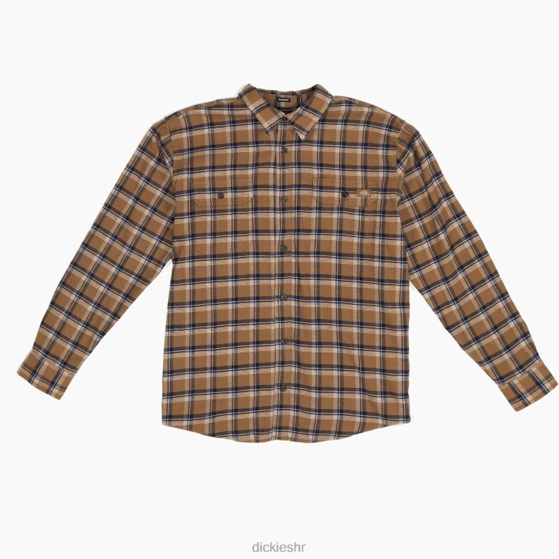 flex flanelska košulja dugih rukava muškarci Dickies smeđa patka/tinta tamnoplavi karirani (a1v) 6BPL6720 radna odjeća