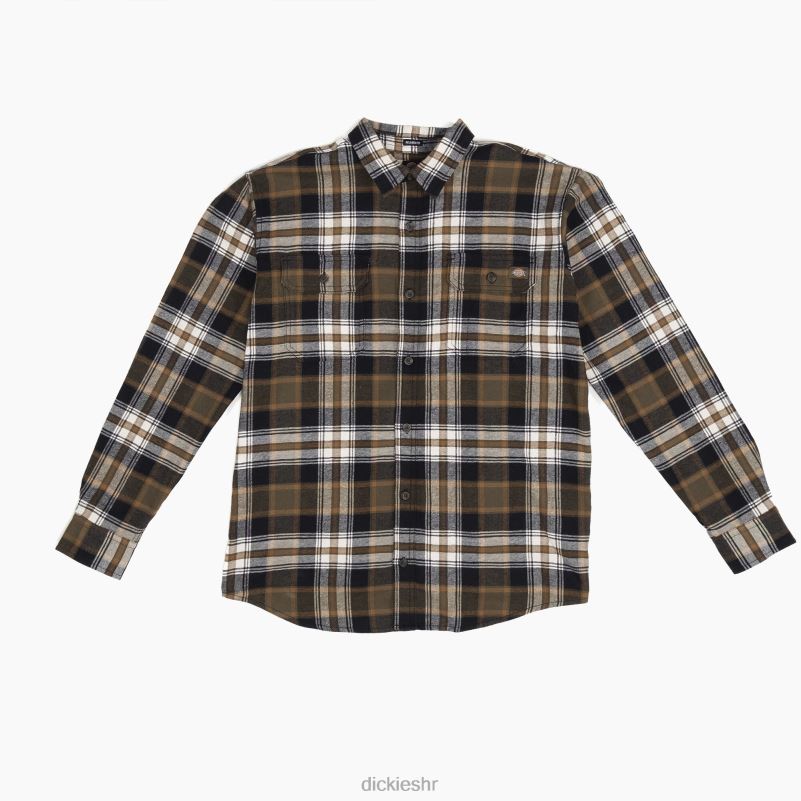flex flanelska košulja dugih rukava muškarci Dickies tamno maslinasto/crno karirano (b1k) 6BPL6722 radna odjeća