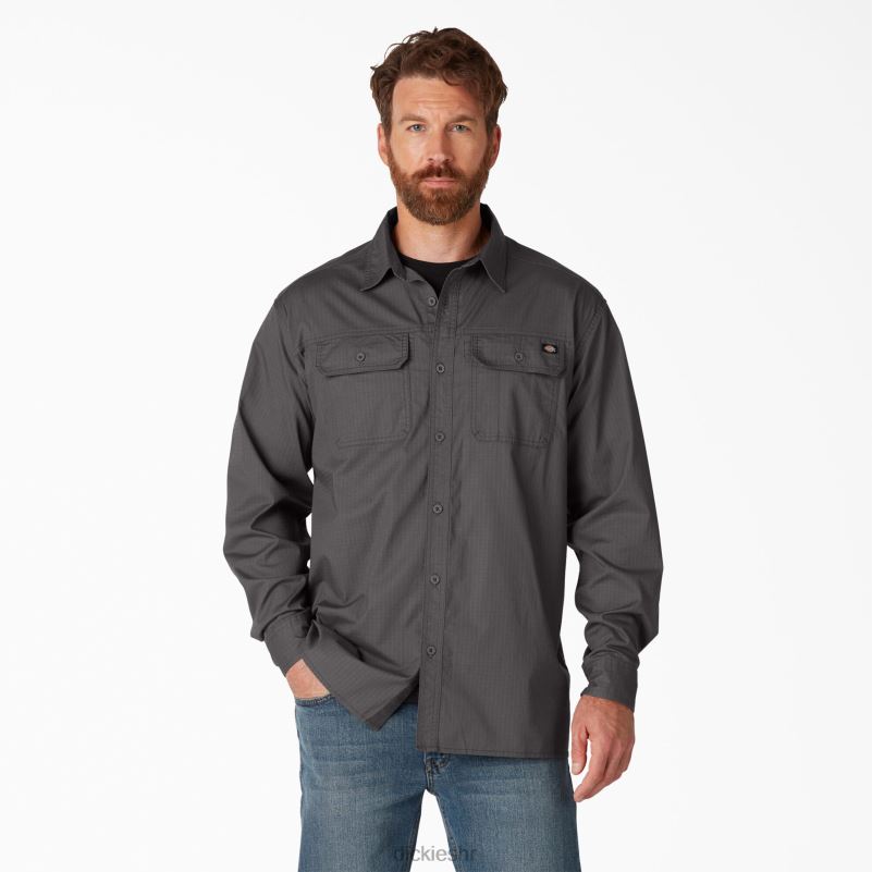flex ripstop majica dugih rukava muškarci Dickies isprani škriljevac (rsl) 6BPL6685 radna odjeća