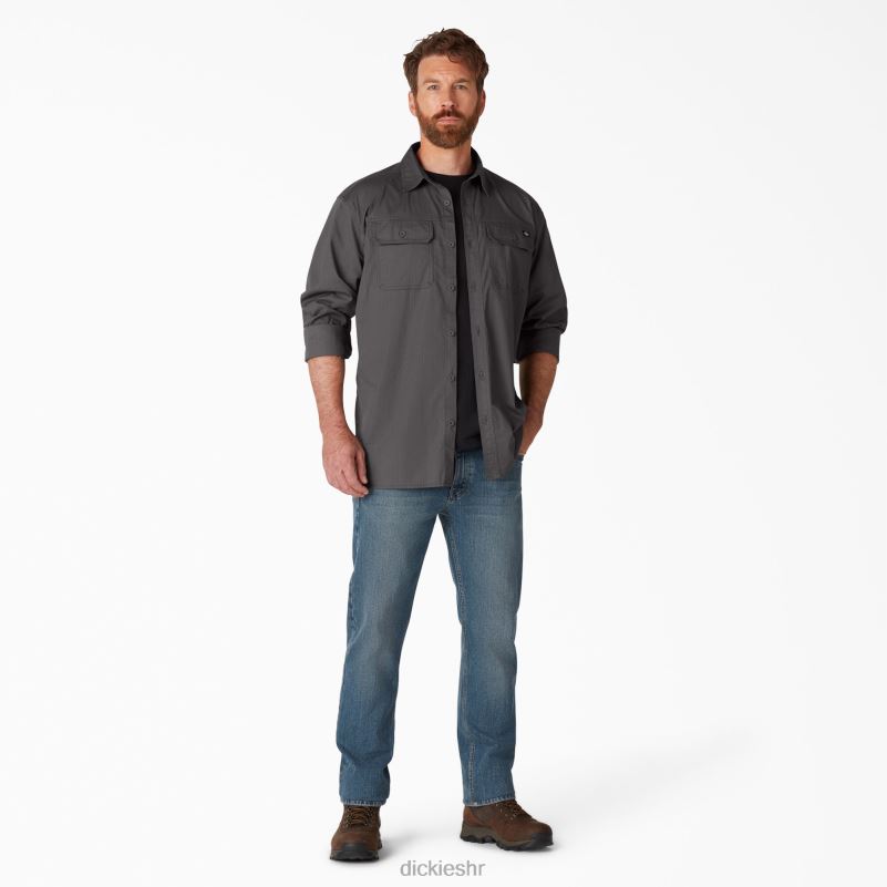 flex ripstop majica dugih rukava muškarci Dickies isprani škriljevac (rsl) 6BPL6685 radna odjeća