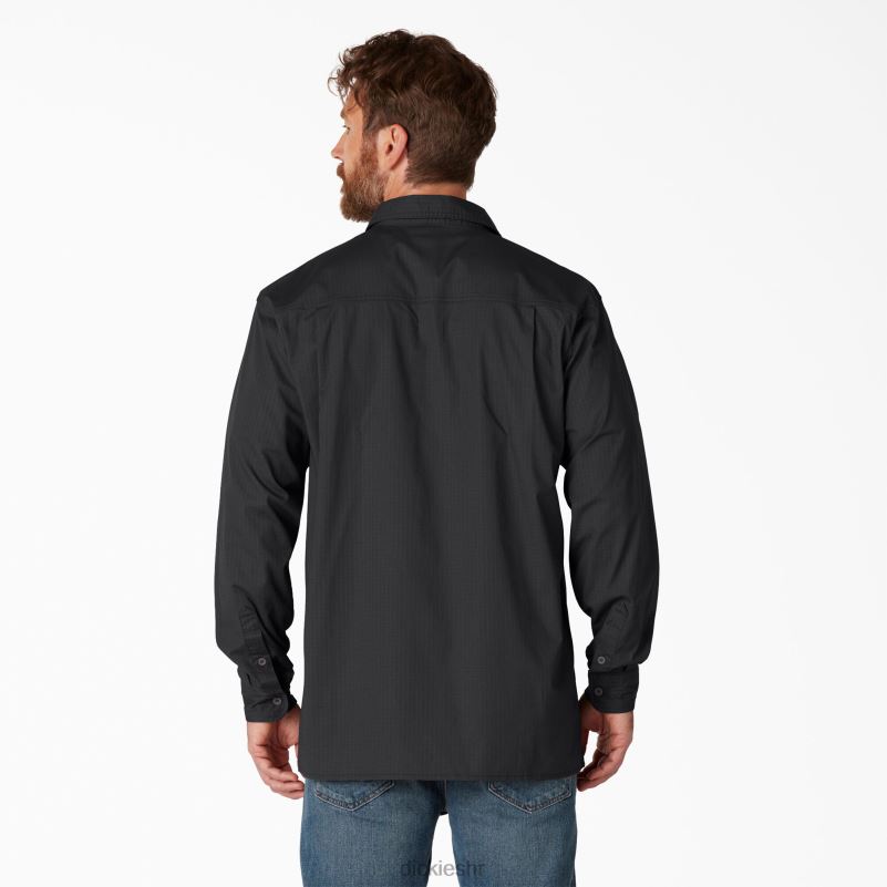 flex ripstop majica dugih rukava muškarci Dickies isprano crno (rbk) 6BPL6682 radna odjeća