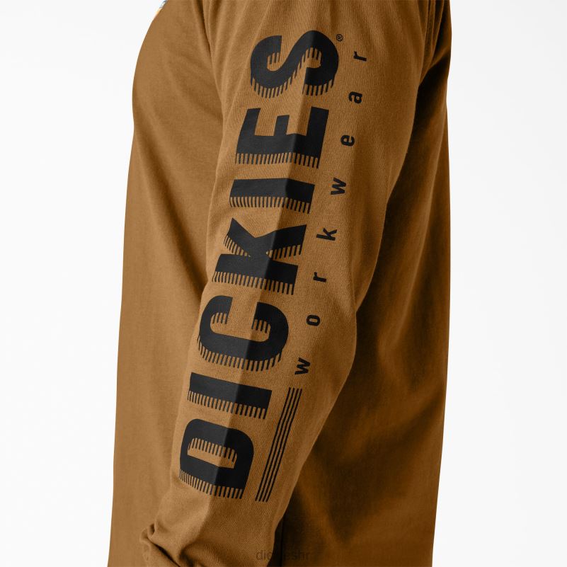 grafička majica s radnom odjećom dugih rukava muškarci Dickies smeđa patka (bd) 6BPL6577 radna odjeća
