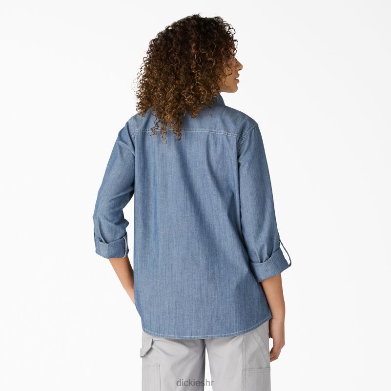 radna majica dugih rukava chambray žene Dickies stonewashed svijetloplava (lsw) 6BPL62045 radna odjeća